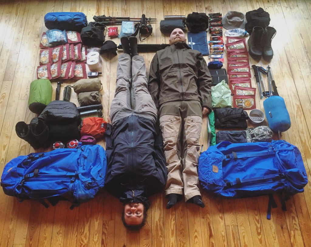 Martin Olson and Martin Andersson packed and ready to go hike Gröna bandet