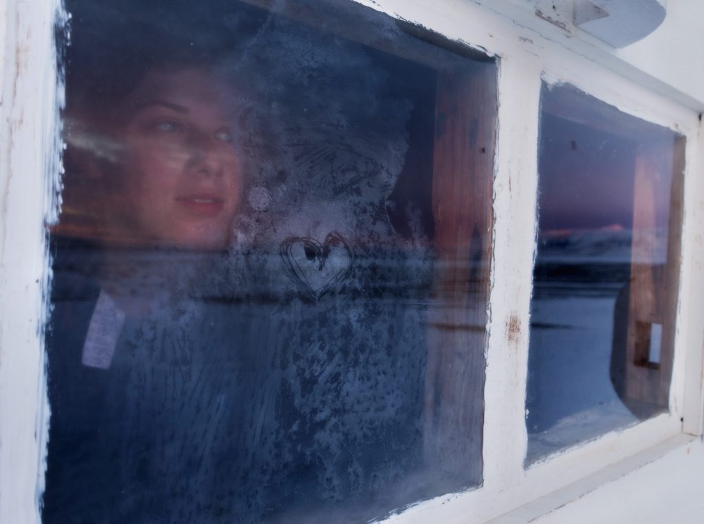 Looking out through a frozen window