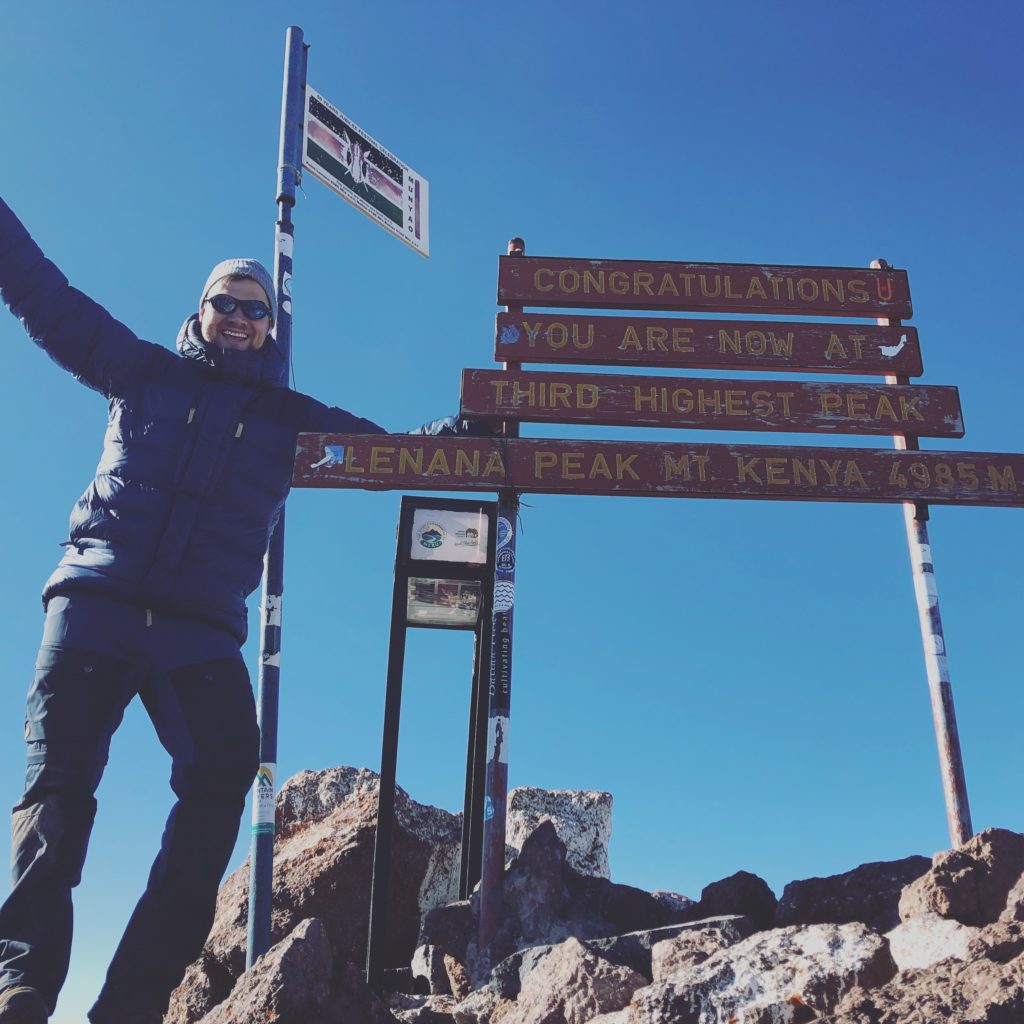 Mark willis at point Lenana Summit, Mount Kenya
